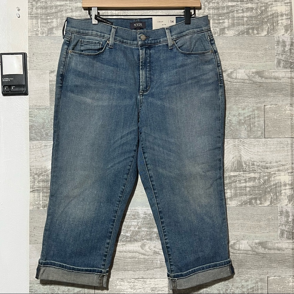 NYDJ Marilyn Crop Cuffed Blue Jeans Lift Tuck 14 Womens Pacific Wash NWT